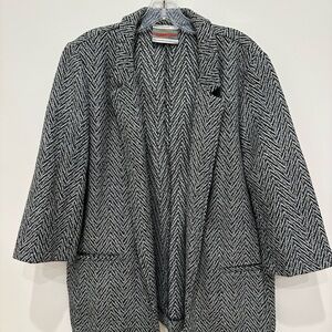 Urban Outfitters Black & White Herringbone Open Blazer